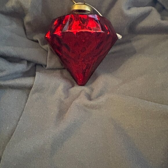 3 Different-Shaped Vintage Heavy Red Mercury Glass Kugel Ornaments, Germany - Picture 3 of 4